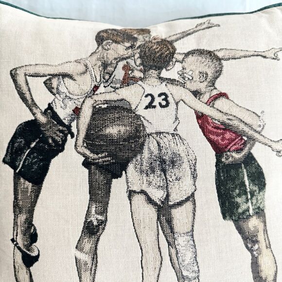 Set of 2 Norman Rockwell Tapestry Pillows CHOOSIN' UP & OH, YEAH Sports 16x15 in - Picture 11 of 12